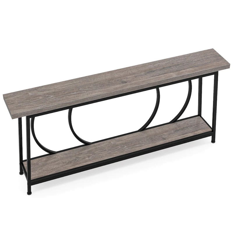 Tavolo Consolle Stretto Extra Lungo da 180 cm con Struttura in Metallo per Ingresso Soggiorno