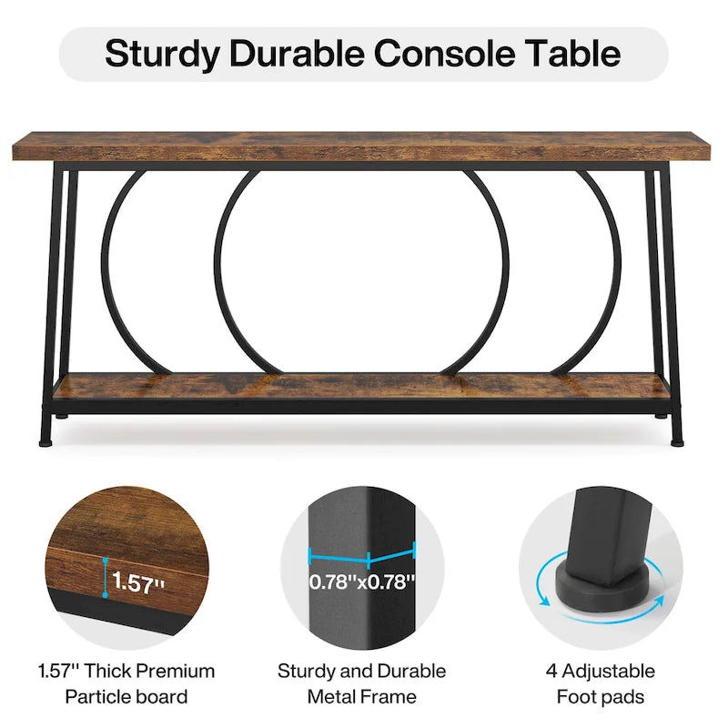 Tavolo Consolle Stretto Extra Lungo da 180 cm con Struttura in Metallo per Ingresso Soggiorno