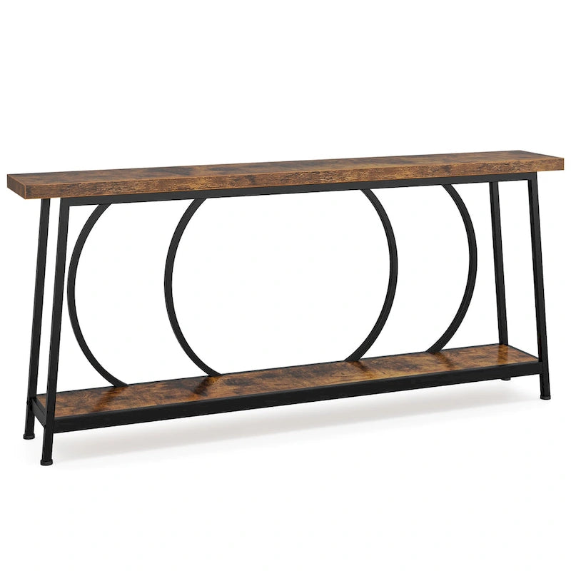 Tavolo Consolle Stretto Extra Lungo da 180 cm con Struttura in Metallo per Ingresso Soggiorno
