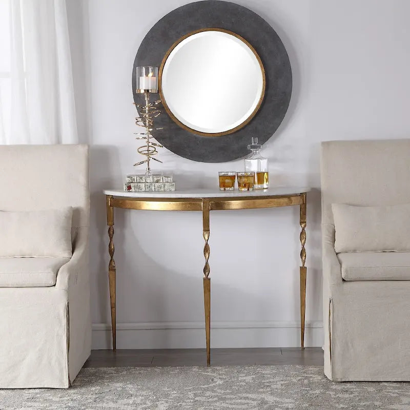 Consolle in marmo elegante bianca e oro 40
