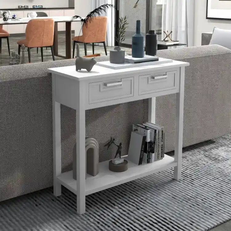 Console étroite avec tiroirs et étagère de rangement ouverte - 80L x 35,5l x 81H