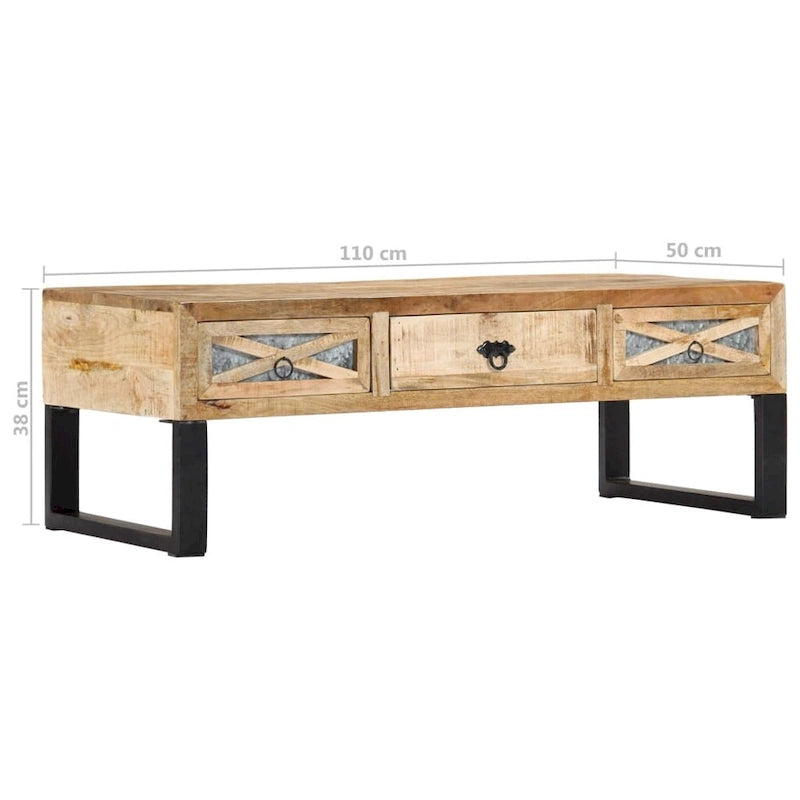 vidaXL Tavolino da Caffè 110x50x38 cm Legno Massello di Mango