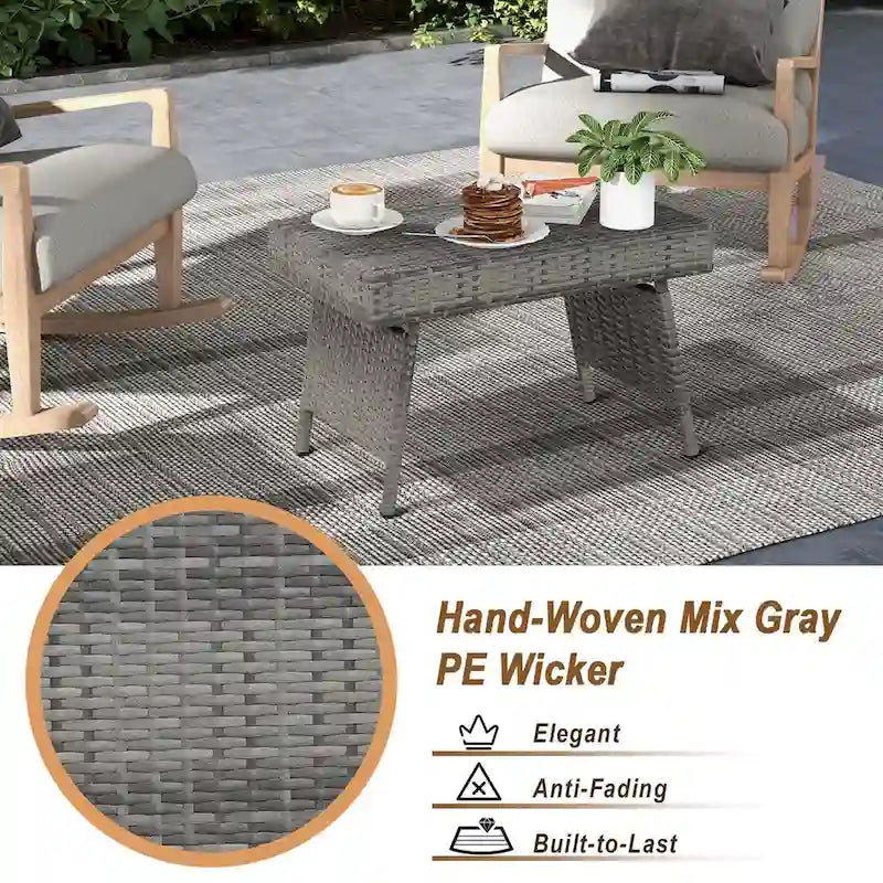 Tavolino Pieghevole in Rattan e Vimini per Patio Costway - 24 x 16 x 16 (L x P x A)