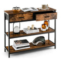 Costway Console Entryway Table Sofa Side Table with Folding Fabric