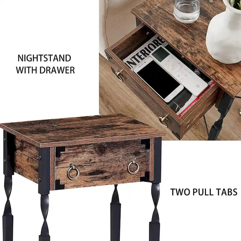 Taomika Comodini, Tavolino da Caffè, Set di Tavolini Moderni, Marrone Rustico, Set da 1/2/3