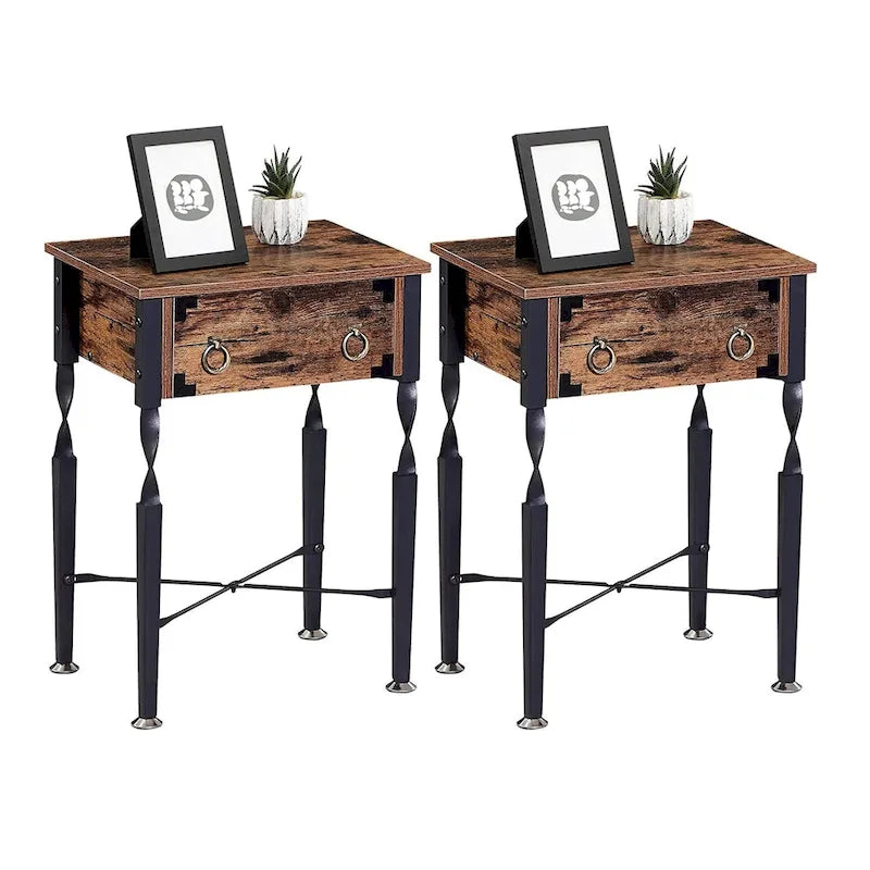 Taomika Comodini, Tavolino da Caffè, Set di Tavolini Moderni, Marrone Rustico, Set da 1/2/3