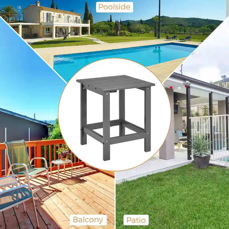 Costway Patio 15 Tavolino da Caffè da Esterno Quadrato con Doghe in Legno per Giardino e Terrazzo - Vedi dettagli