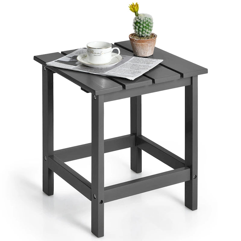 Costway Patio 15 Tavolino da Caffè da Esterno Quadrato con Doghe in Legno per Giardino e Terrazzo - Vedi dettagli