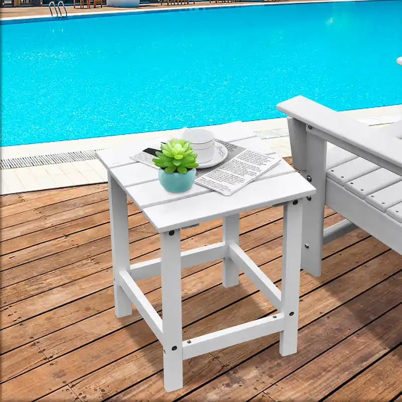 Costway Patio 15 Tavolino da Caffè da Esterno Quadrato con Doghe in Legno per Giardino e Terrazzo - Vedi dettagli
