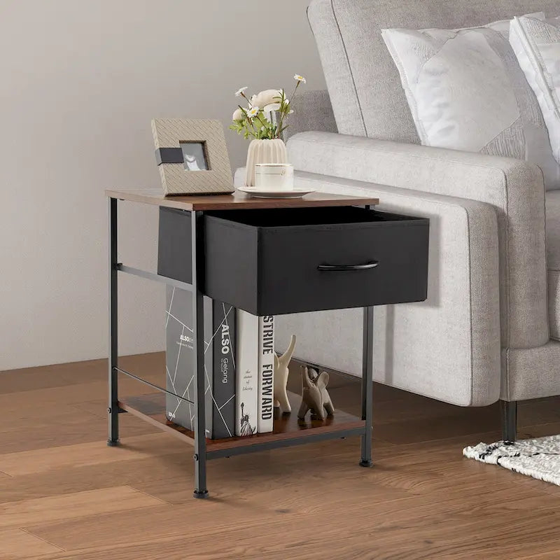 Costway 2 comodini a 2 ripiani con cassetto - 16 x 16 x 21 (L x P x A)