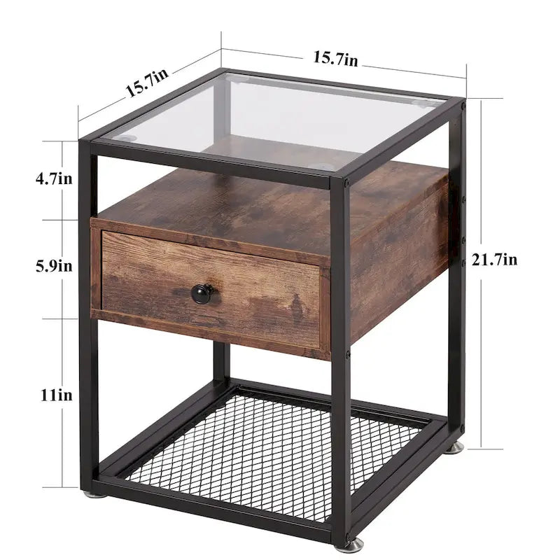 Taomika Set di 3 Tavolini da Caffè Moderni con Mensole, Set Marrone/Nero