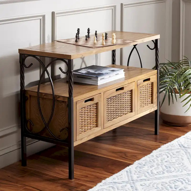 SAFAVIEH Tamuita Consolle con Finitura Peltro Antico Noce Scuro - 36 x 13.8 x 24.8 - 36Lx14Px25A