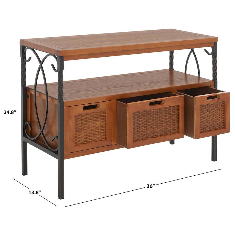 SAFAVIEH Tamuita Consolle con Finitura Peltro Antico Noce Scuro - 36 x 13.8 x 24.8 - 36Lx14Px25A