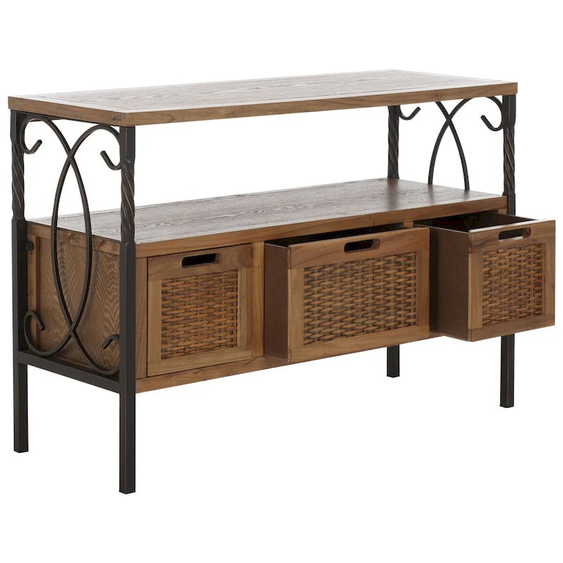 SAFAVIEH Tamuita Consolle con Finitura Peltro Antico Noce Scuro - 36 x 13.8 x 24.8 - 36Lx14Px25A