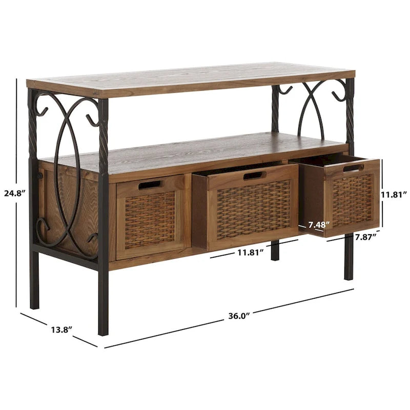 SAFAVIEH Tamuita Consolle con Finitura Peltro Antico Noce Scuro - 36 x 13.8 x 24.8 - 36Lx14Px25A
