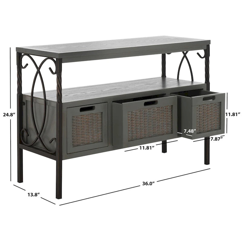 SAFAVIEH Tamuita Consolle con Finitura Peltro Antico Noce Scuro - 36 x 13.8 x 24.8 - 36Lx14Px25A