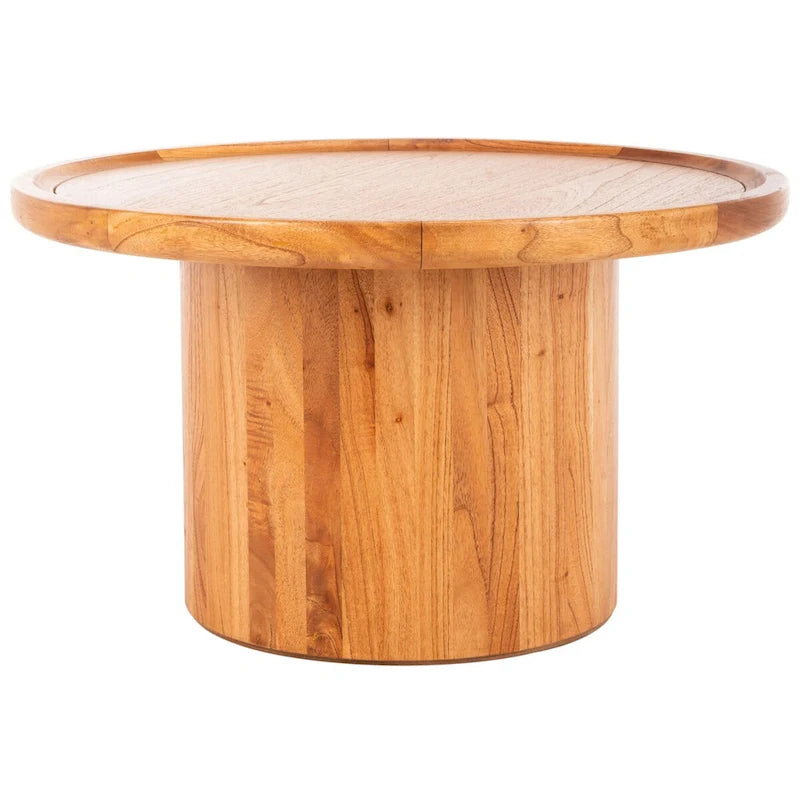 Table basse piédestal ronde Lovey SAFAVIEH - Naturel. - 28Lx28Px16H