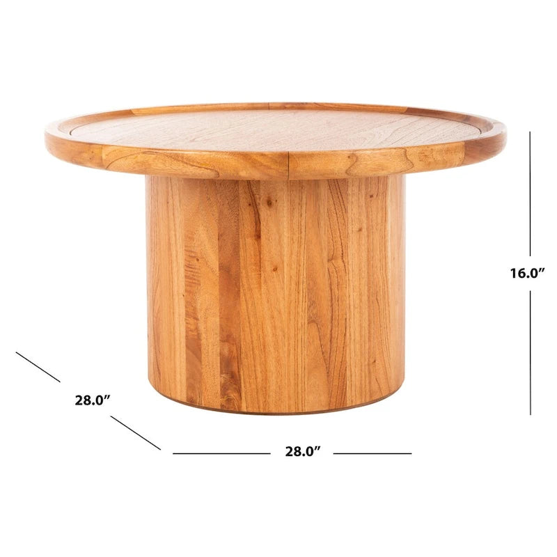 Table basse piédestal ronde Lovey SAFAVIEH - Naturel. - 28Lx28Px16H