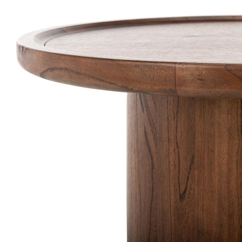 Table basse piédestal ronde Lovey SAFAVIEH - Naturel. - 28Lx28Px16H