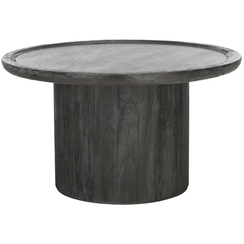 Table basse piédestal ronde Lovey SAFAVIEH - Naturel. - 28Lx28Px16H
