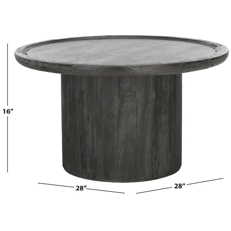 Table basse piédestal ronde Lovey SAFAVIEH - Naturel. - 28Lx28Px16H