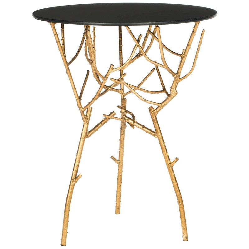 SAFAVIEH Treasures Lawanda Table d'appoint avec plateau or/bleu-blanc - 18 L x 18 P x 22,5 H - 18Px18Lx23H
