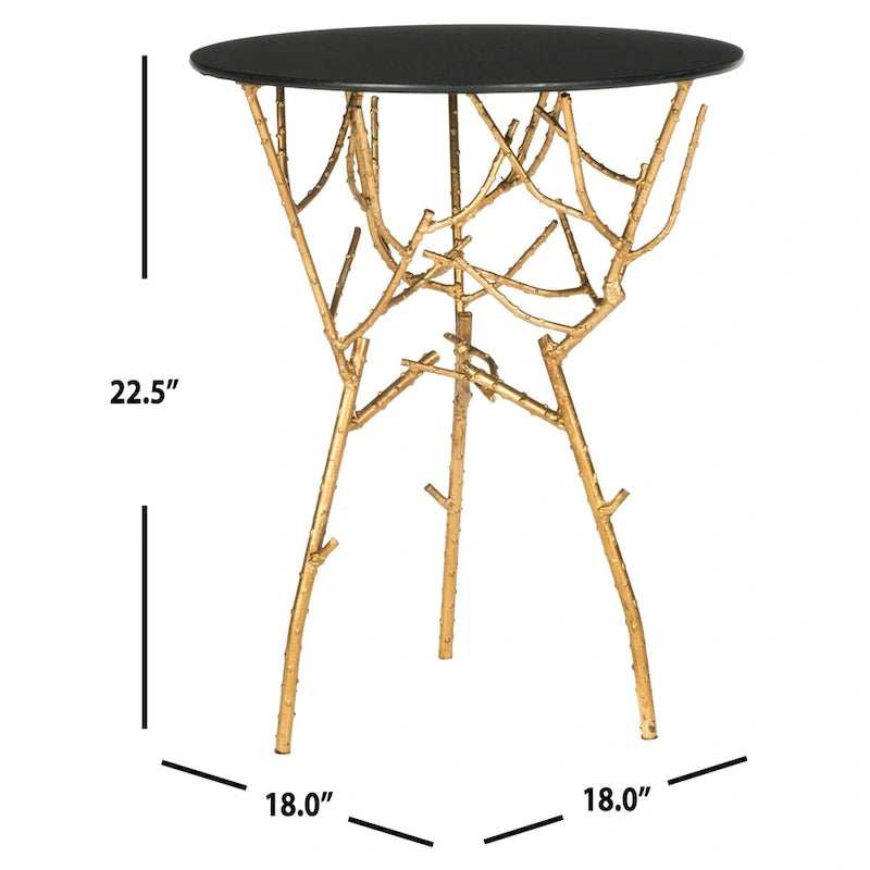 SAFAVIEH Treasures Lawanda Table d'appoint avec plateau or/bleu-blanc - 18 L x 18 P x 22,5 H - 18Px18Lx23H