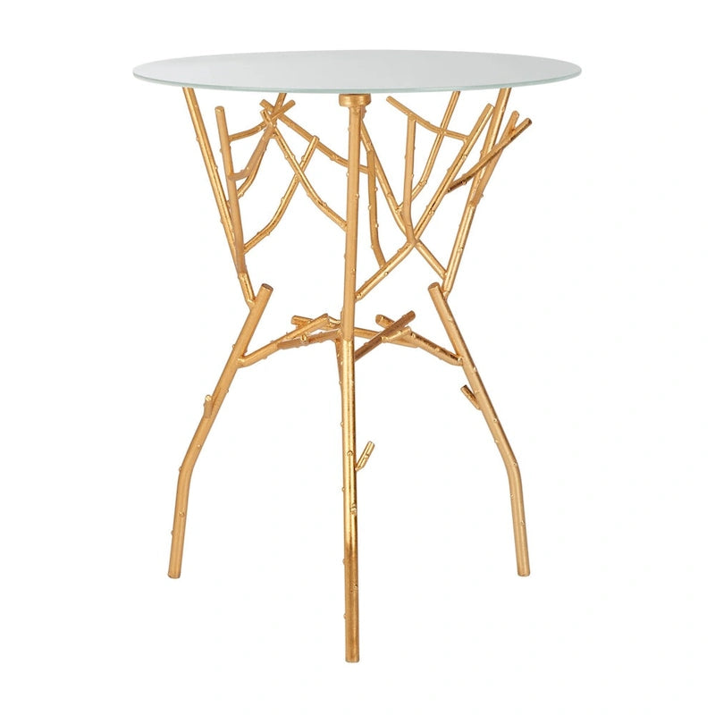 SAFAVIEH Treasures Lawanda Table d'appoint avec plateau or/bleu-blanc - 18 L x 18 P x 22,5 H - 18Px18Lx23H