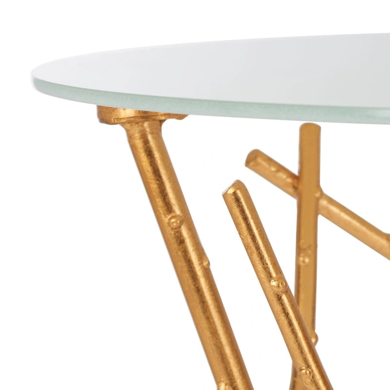SAFAVIEH Treasures Lawanda Table d'appoint avec plateau or/bleu-blanc - 18 L x 18 P x 22,5 H - 18Px18Lx23H