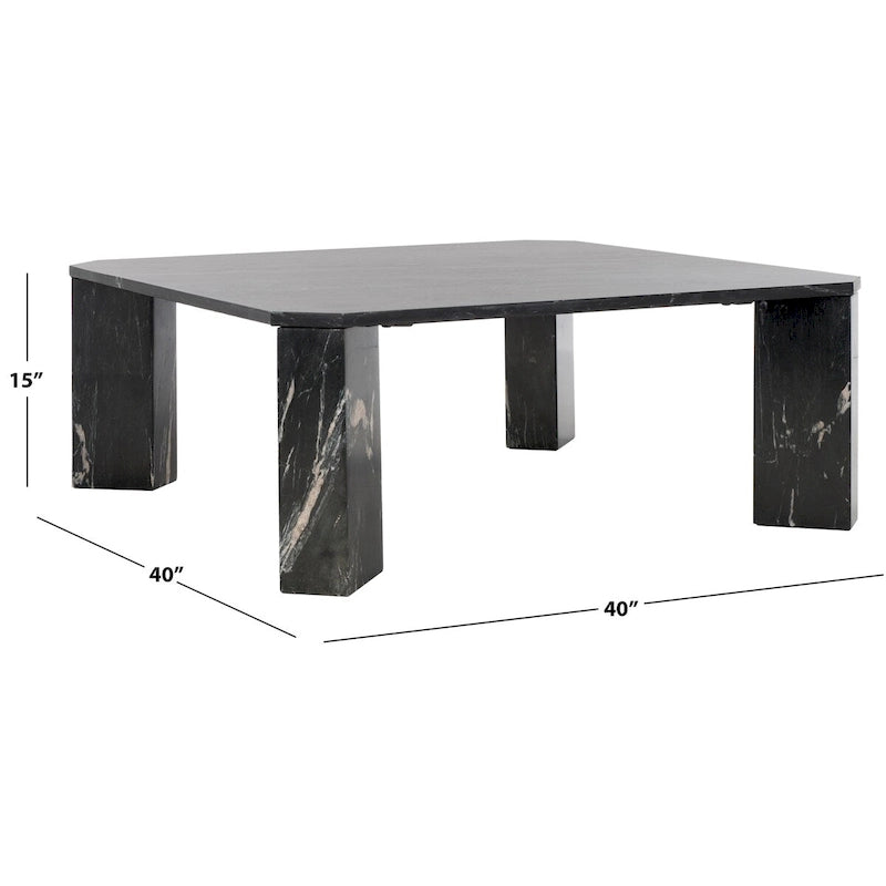 Tavolino quadrato SAFAVIEH Couture Elseline con ripiano in marmo - 101,6 cm L x 101,6 cm P x 38,1 cm H - 101,6Lx101,6Px38,1H