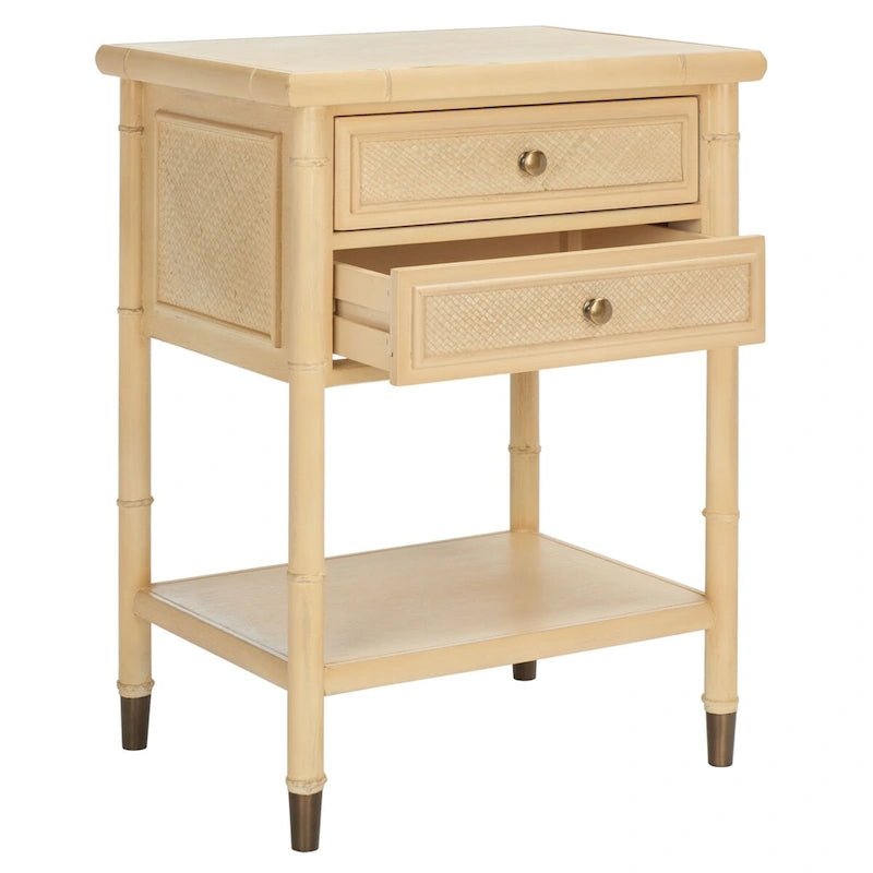Table d'appoint 2 tiroirs 1 étagère Dessa SAFAVIEH. - 21 L x 18 P x 27 H - 21Lx18Px27H