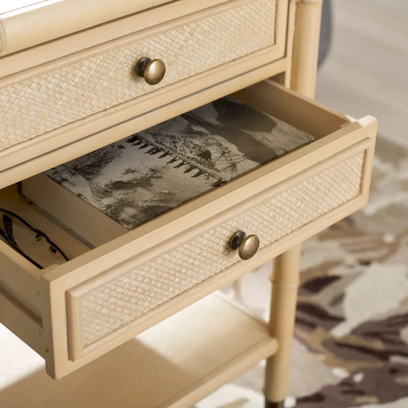 Table d'appoint 2 tiroirs 1 étagère Dessa SAFAVIEH. - 21 L x 18 P x 27 H - 21Lx18Px27H