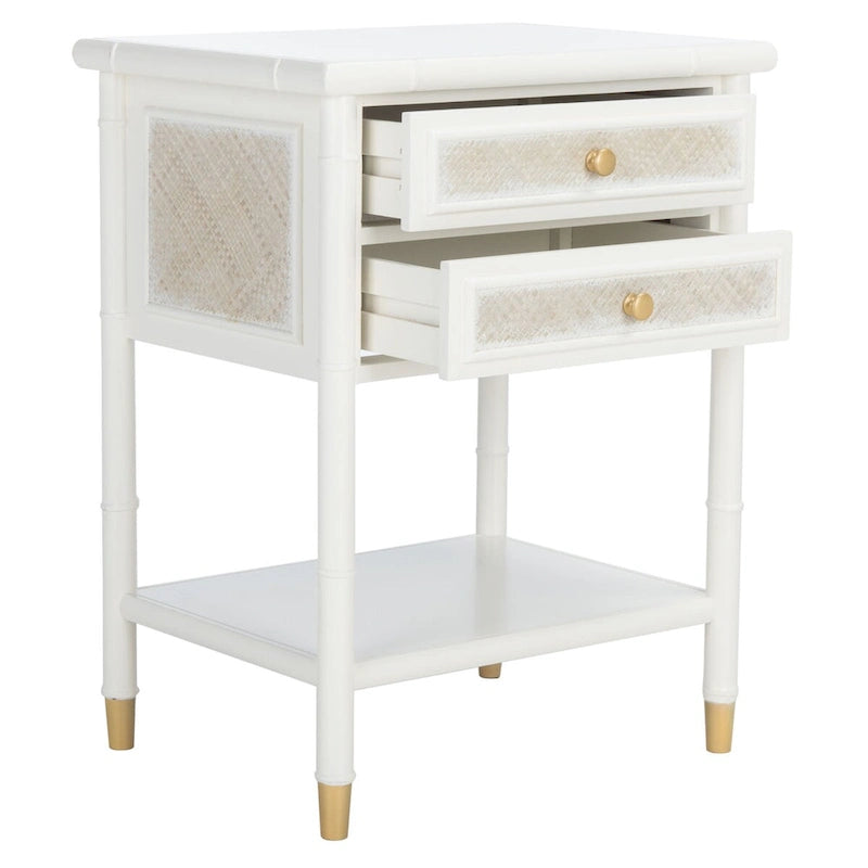 Table d'appoint 2 tiroirs 1 étagère Dessa SAFAVIEH. - 21 L x 18 P x 27 H - 21Lx18Px27H