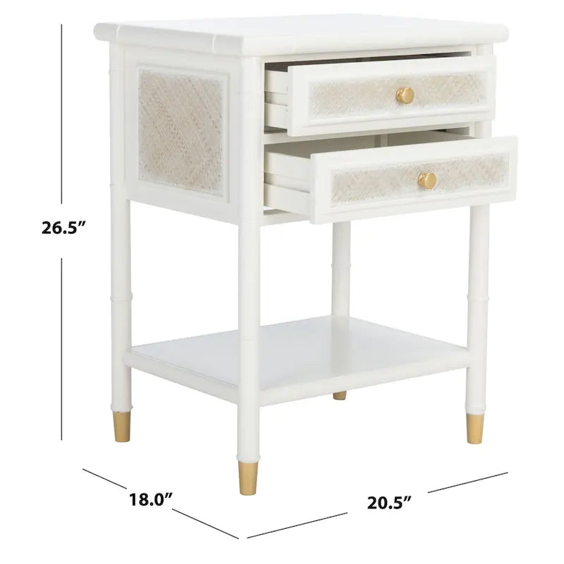 Table d'appoint 2 tiroirs 1 étagère Dessa SAFAVIEH. - 21 L x 18 P x 27 H - 21Lx18Px27H