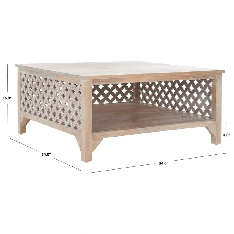 Tavolino quadrato con ripiano singolo Bernardina di SAFAVIEH - 34 L x 34 P x 16 H - 34Px34Px16A