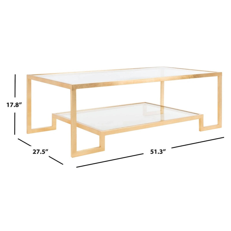 Tavolino rettangolare SAFAVIEH Couture Delila con foglie d'oro - 51,3 L x 27,5 P x 17,8 A - 51Lx28Px18A