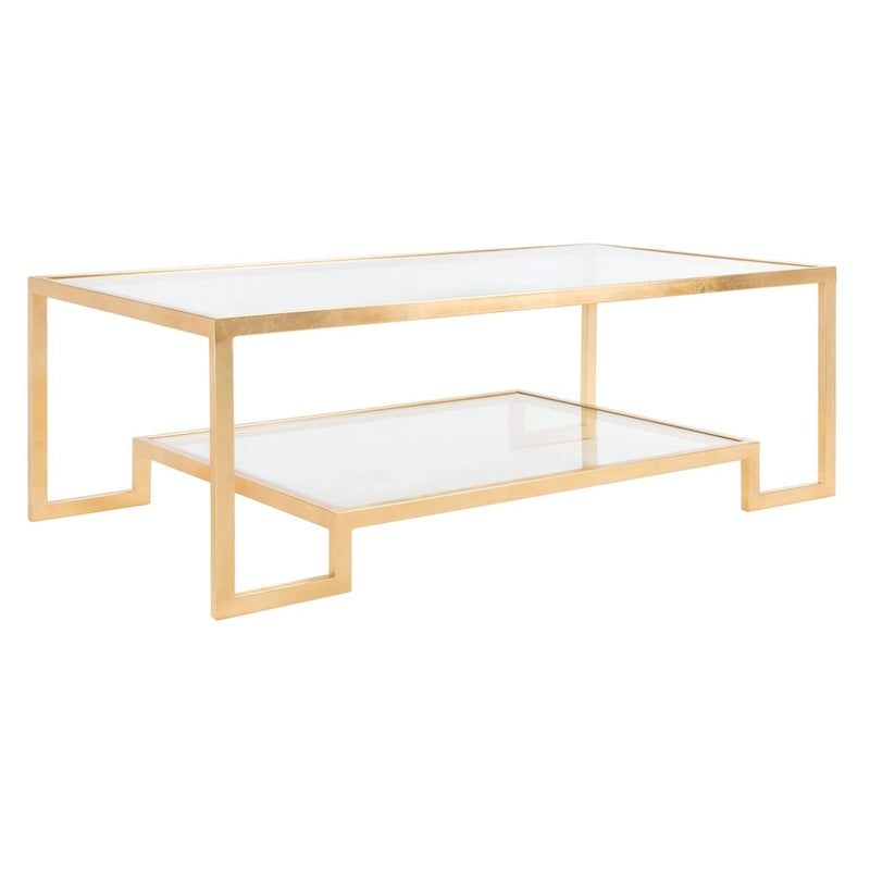 Tavolino rettangolare SAFAVIEH Couture Delila con foglie d'oro - 51,3 L x 27,5 P x 17,8 A - 51Lx28Px18A