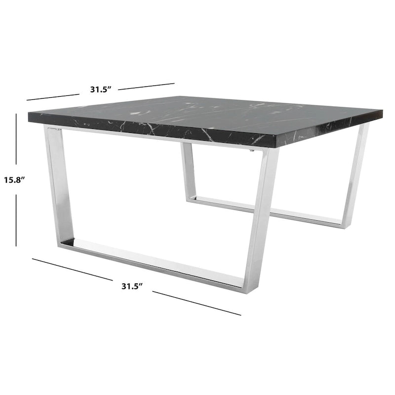SAFAVIEH Bea Tavolino Quadrato Nero/Ottone - 80 x 80 x 40 cm - 32Lx32Px16H