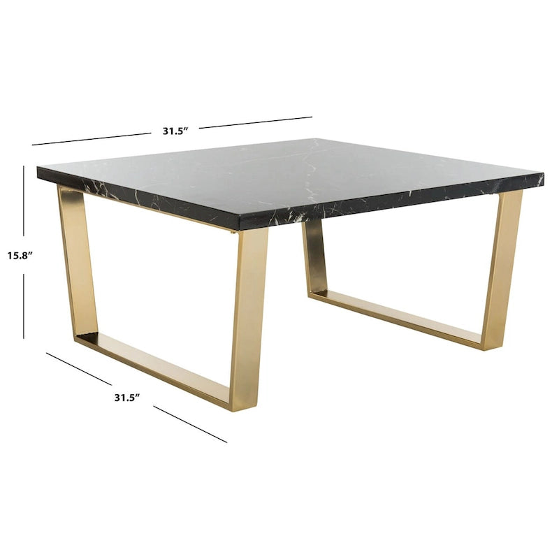 SAFAVIEH Bea Tavolino Quadrato Nero/Ottone - 80 x 80 x 40 cm - 32Lx32Px16H