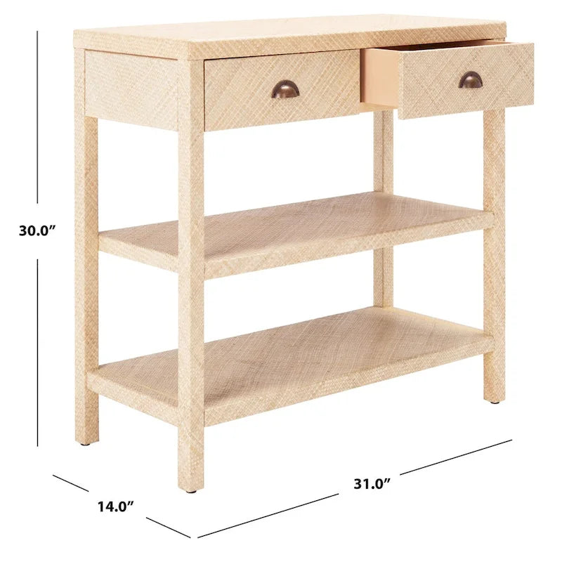 Tavolo consolle SAFAVIEH Iza in rafia naturale chiaro/oro - 31 L x 14 P x 30 H - 31Lx14Px30H