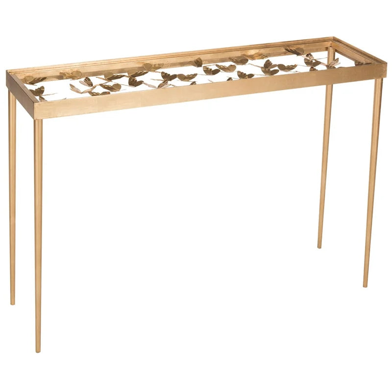 SAFAVIEH Nannette Table Console Papillon Finition Feuille d'Or Vieillie - 42Wx12Dx30H
