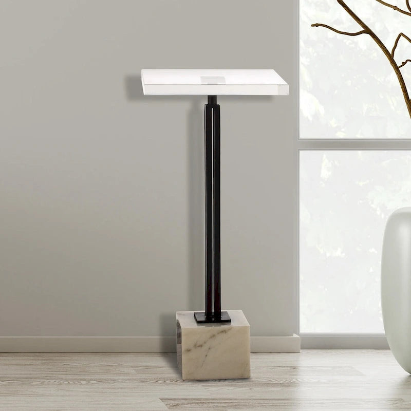 11-in Modern Classic Black Finish Glass Small Side Table End Table