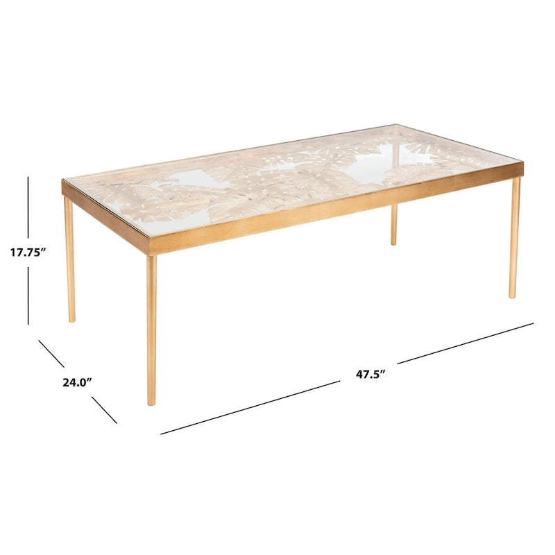 Table basse SAFFAVIEH Rianda feuille de palmier - 24 x 47,5 x 18 - 24Wx48Dx18H