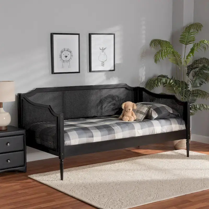 Daybed Moderno Mid-Century "Ogden" in Rattan Sintetico - Twin
