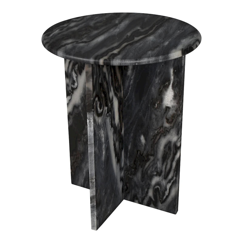 Table d'appoint contemporaine en marbre naturel fait main en forme de X Cecil 17.75, par JONATHAN Y.