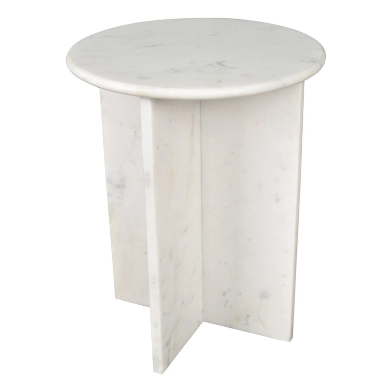 Table d'appoint contemporaine en marbre naturel fait main en forme de X Cecil 17.75, par JONATHAN Y.