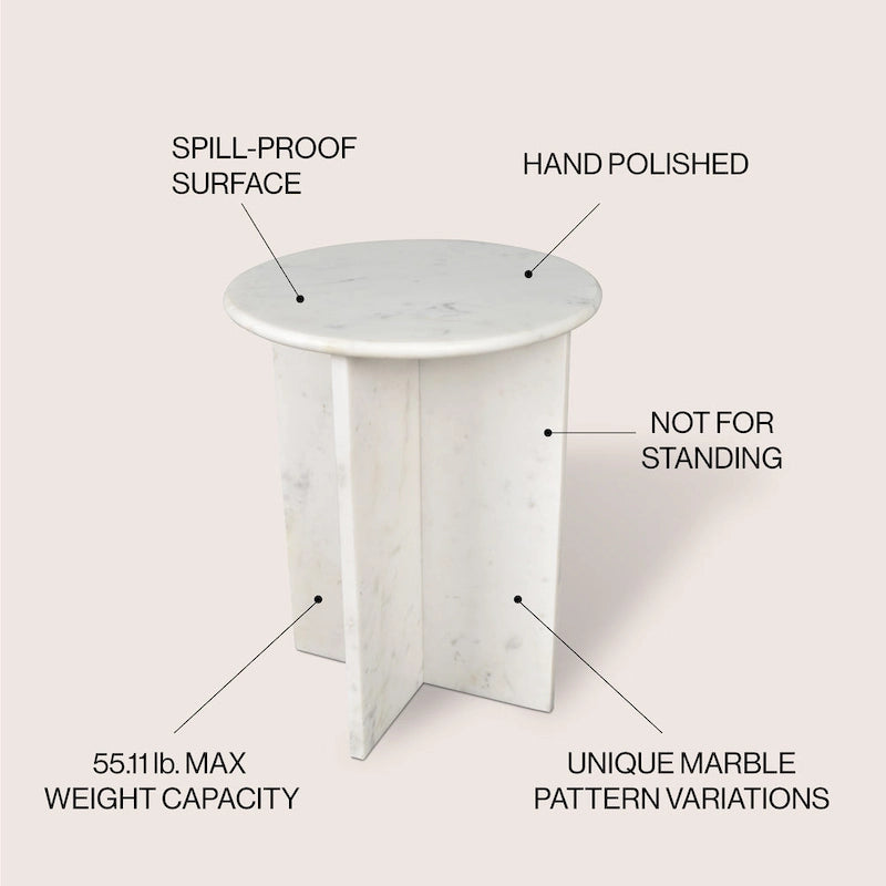 Table d'appoint contemporaine en marbre naturel fait main en forme de X Cecil 17.75, par JONATHAN Y.