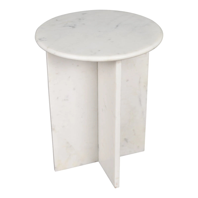 Table d'appoint contemporaine en marbre naturel fait main en forme de X Cecil 17.75, par JONATHAN Y.
