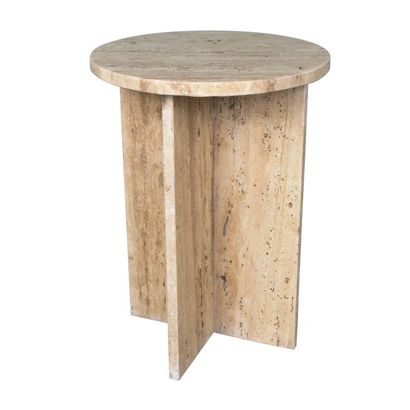 Table d'appoint contemporaine en marbre naturel fait main en forme de X Cecil 17.75, par JONATHAN Y.