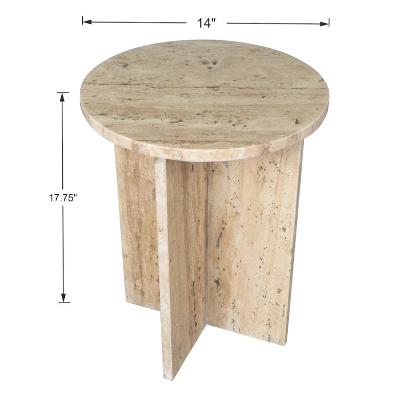 Table d'appoint contemporaine en marbre naturel fait main en forme de X Cecil 17.75, par JONATHAN Y.
